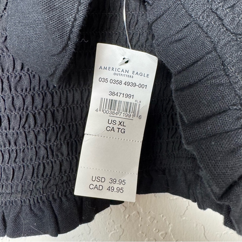 American Eagle Outfitters Smocked Black Top - Picture 6 of 8
